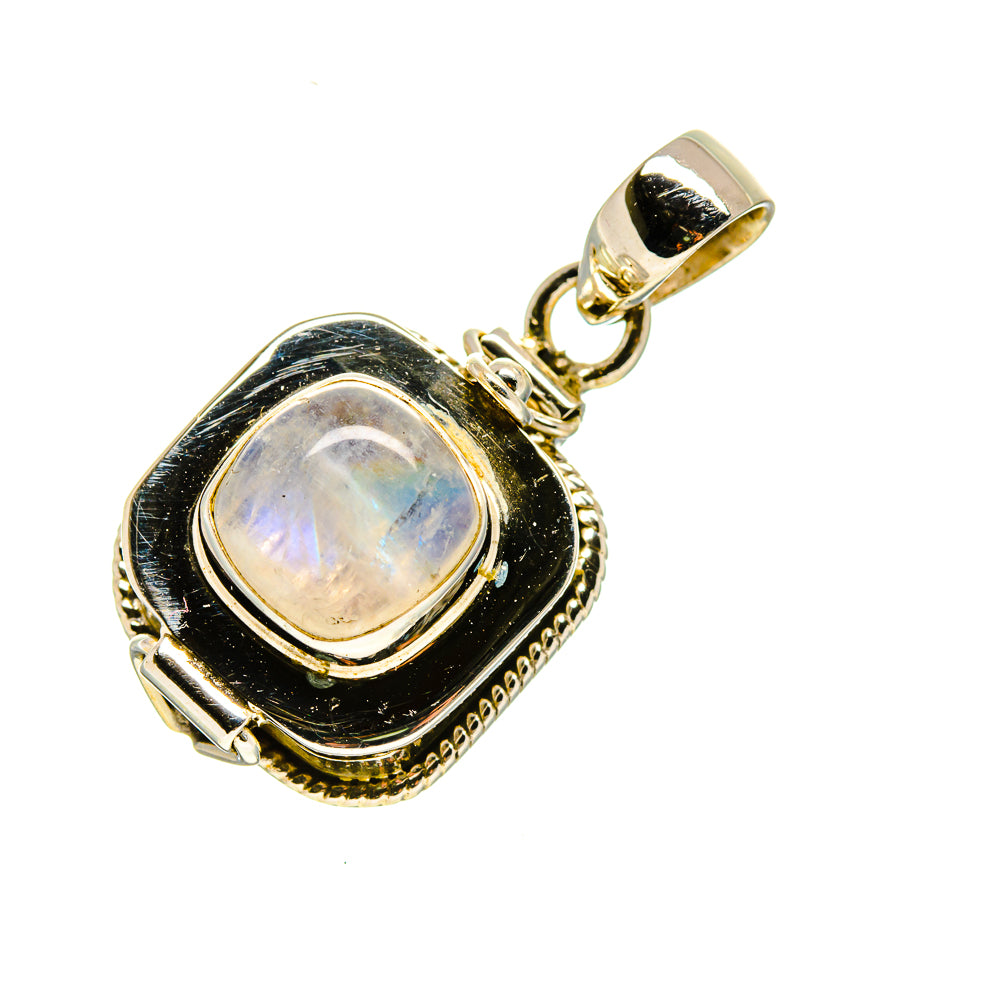 Sterling silver moonstone pendant with oval iridescent cabochon and bail