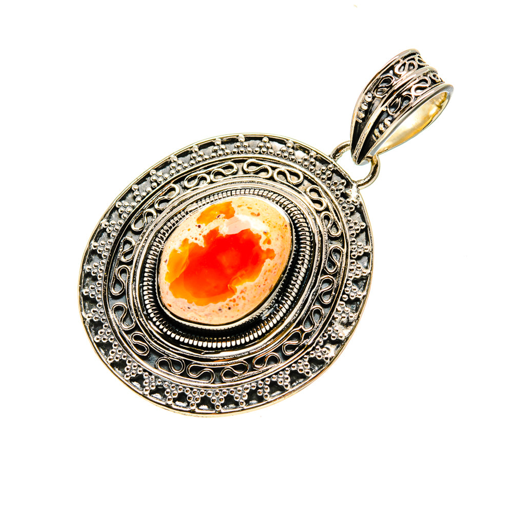 Mexican Fire Opal Pendants handcrafted by Ana Silver Co - PD754579