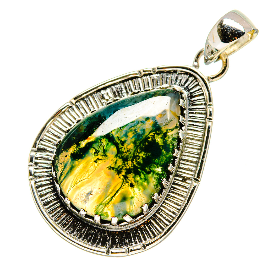 Green Moss Agate Pendants handcrafted by Ana Silver Co - PD755238