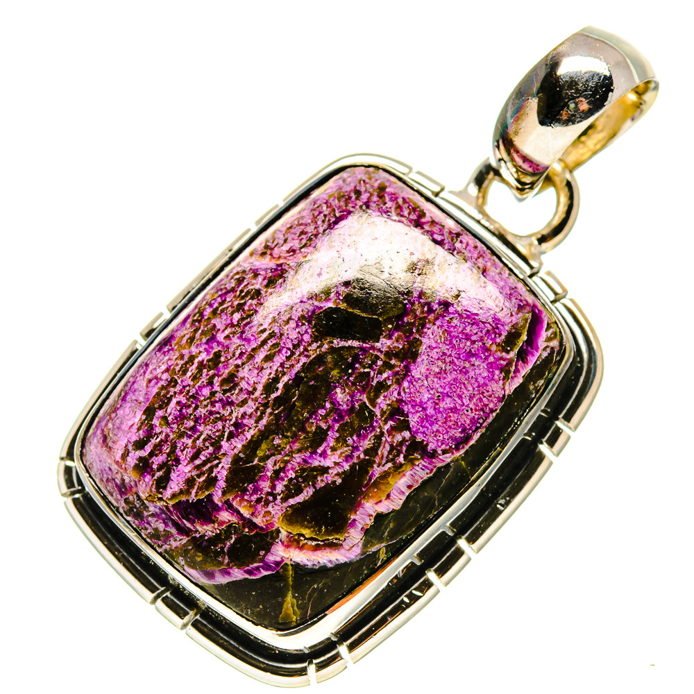 Sterling silver stichtite pendant with oval purple gemstone in bezel setting