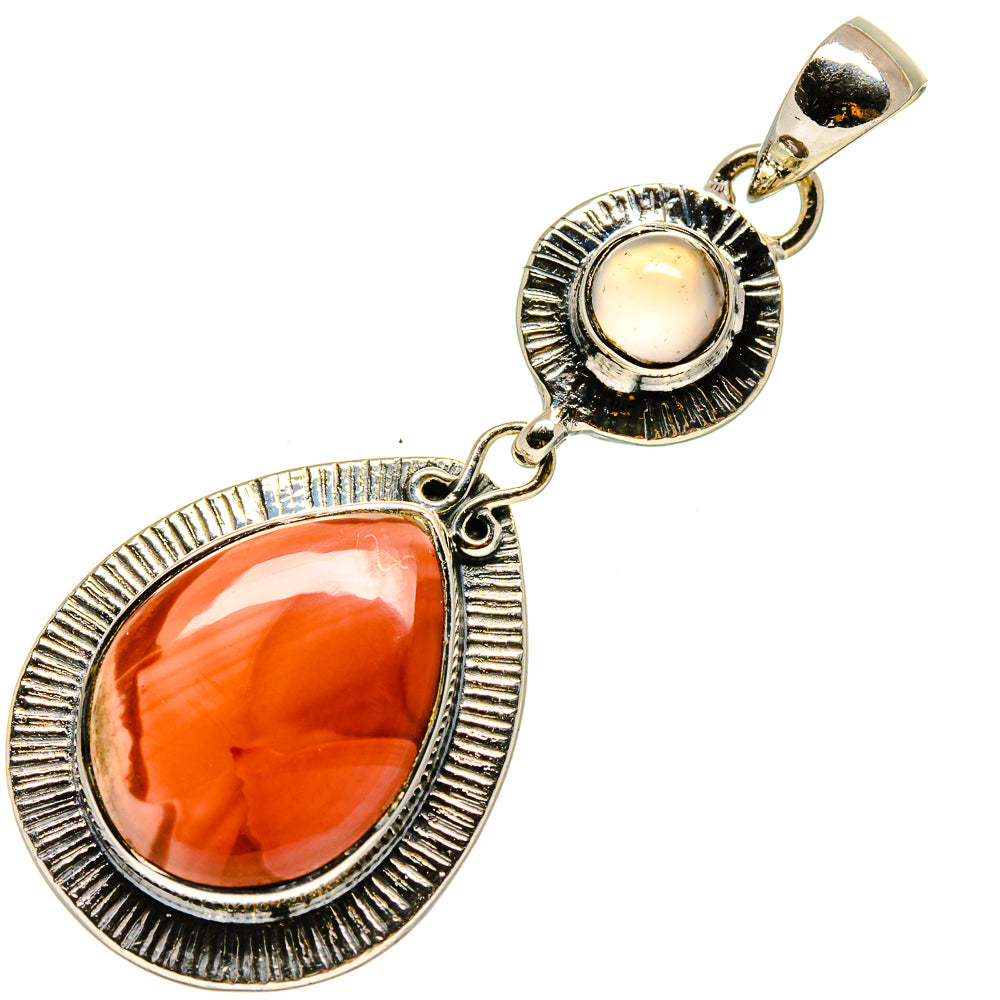 Rose quartz and silver teardrop pendant with round top and ornate bezel