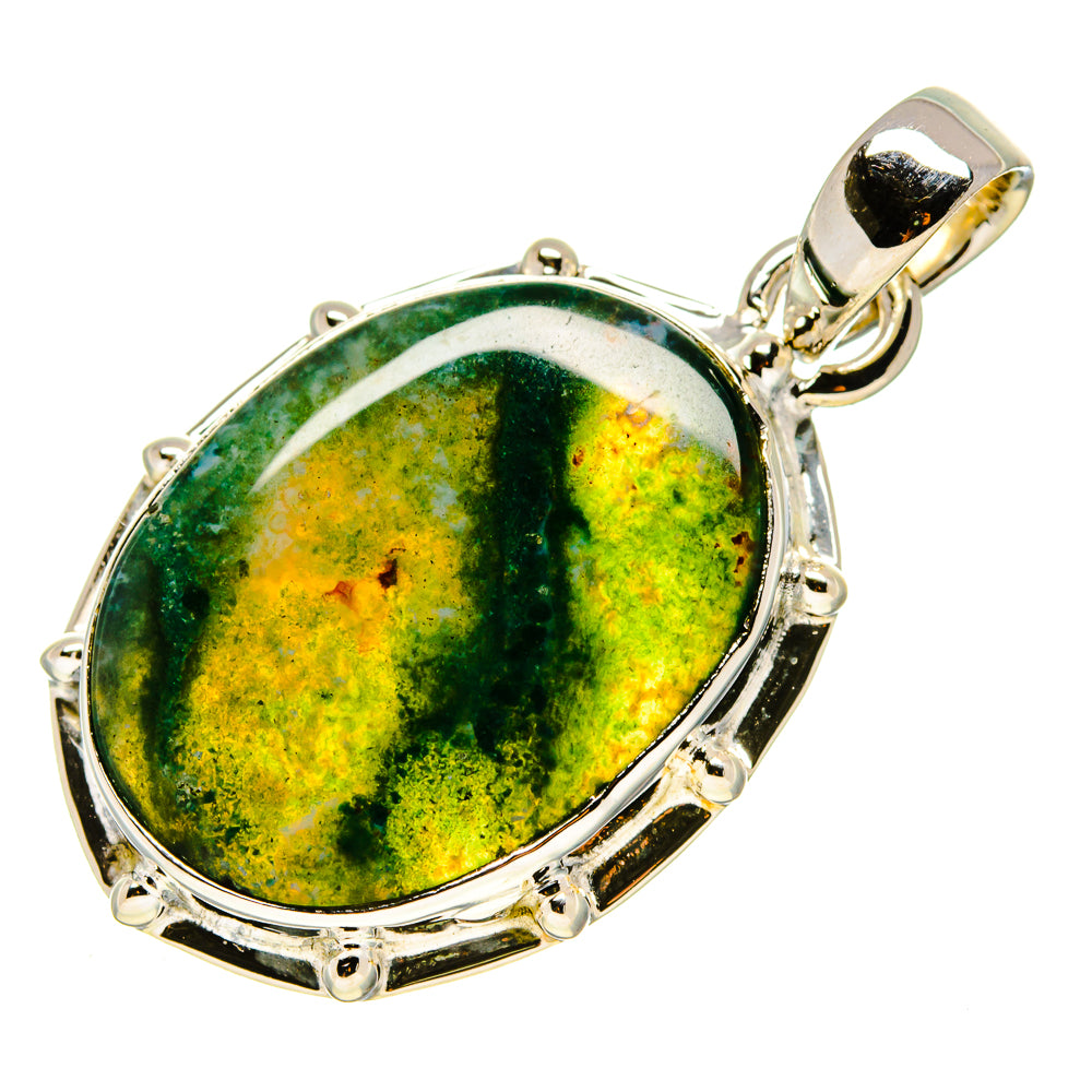 Green Moss Agate Pendants handcrafted by Ana Silver Co - PD756412