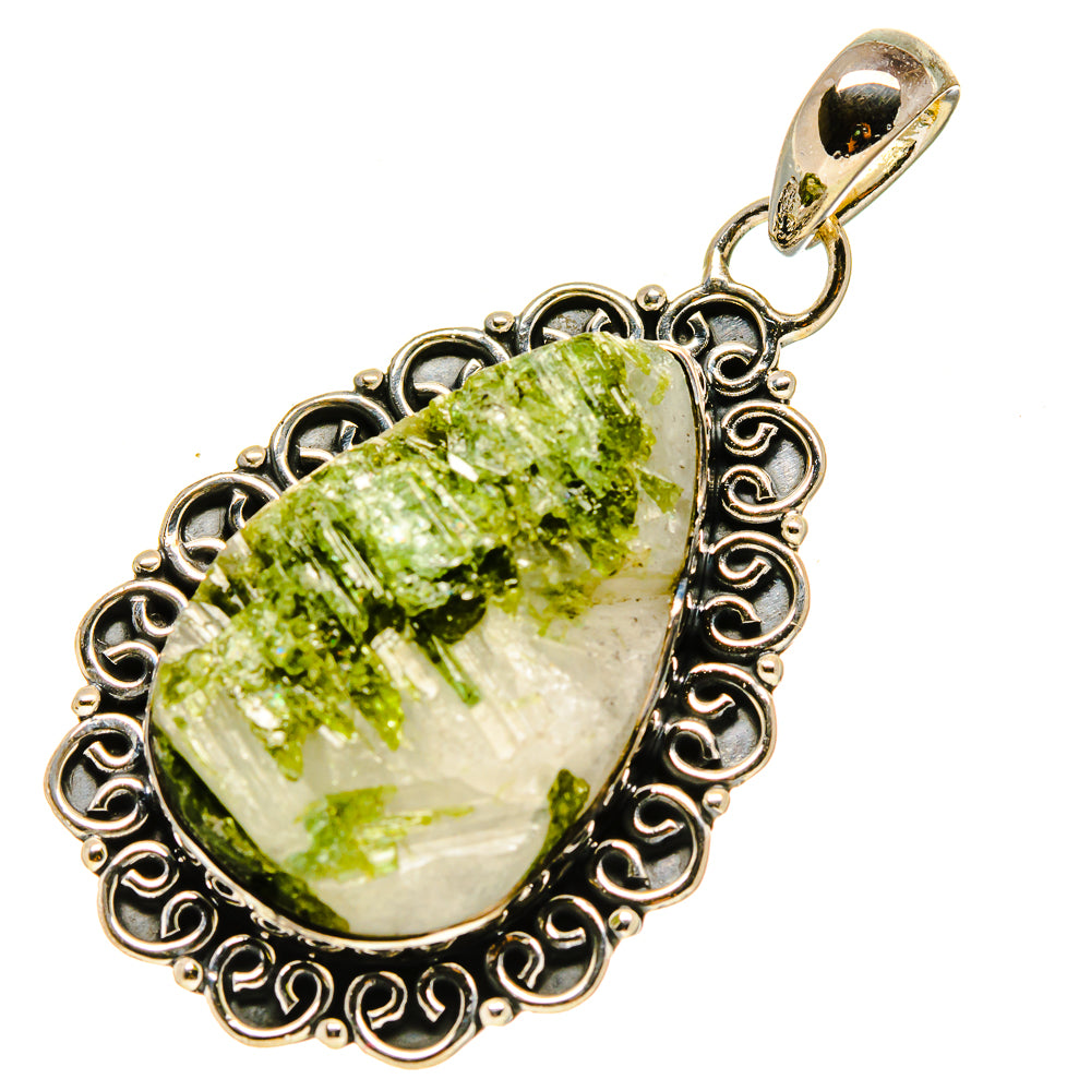 Green Tourmaline In Quartz Pendants handcrafted by Ana Silver Co - PD756523
