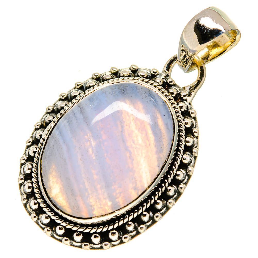 Blue Lace Agate Pendants handcrafted by Ana Silver Co - PD756630
