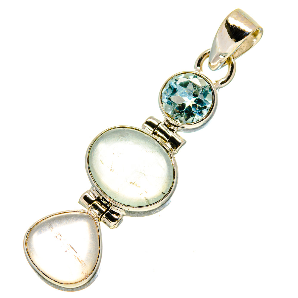 Prehnite, Rose Quartz, Blue Topaz Pendants handcrafted by Ana Silver Co - PD757679