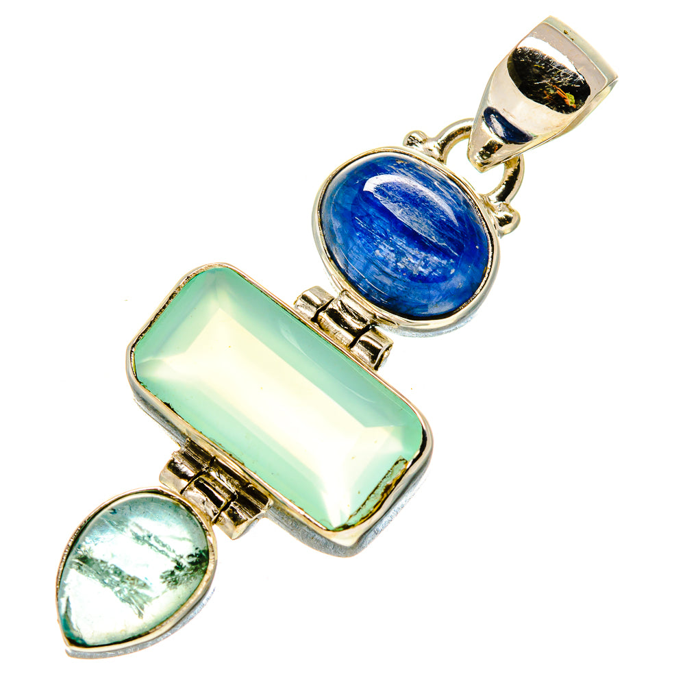Aqua Chalcedony, Kyanite, Blue Fluorite Pendants handcrafted by Ana Silver Co - PD757696