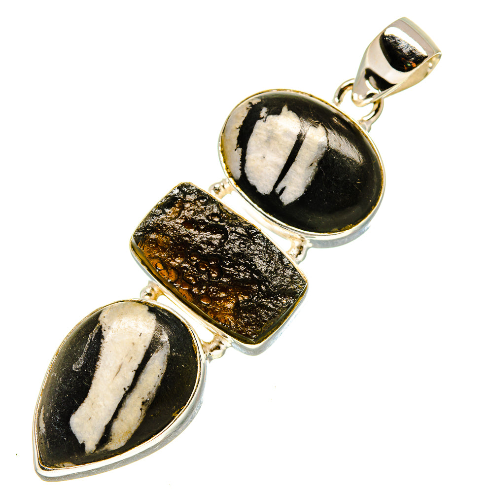 Chrysanthemum Stone, Tektite Pendants handcrafted by Ana Silver Co - PD757722