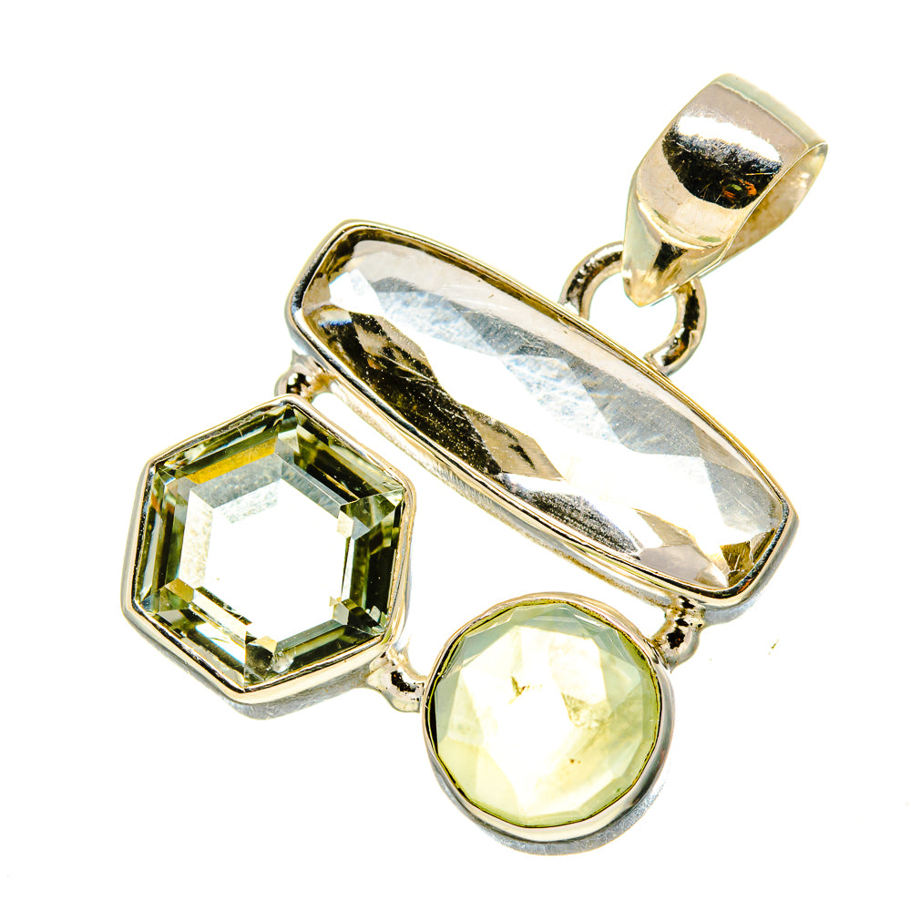 White Quartz, Green Amethyst, Prehnite Pendants handcrafted by Ana Silver Co - PD757753