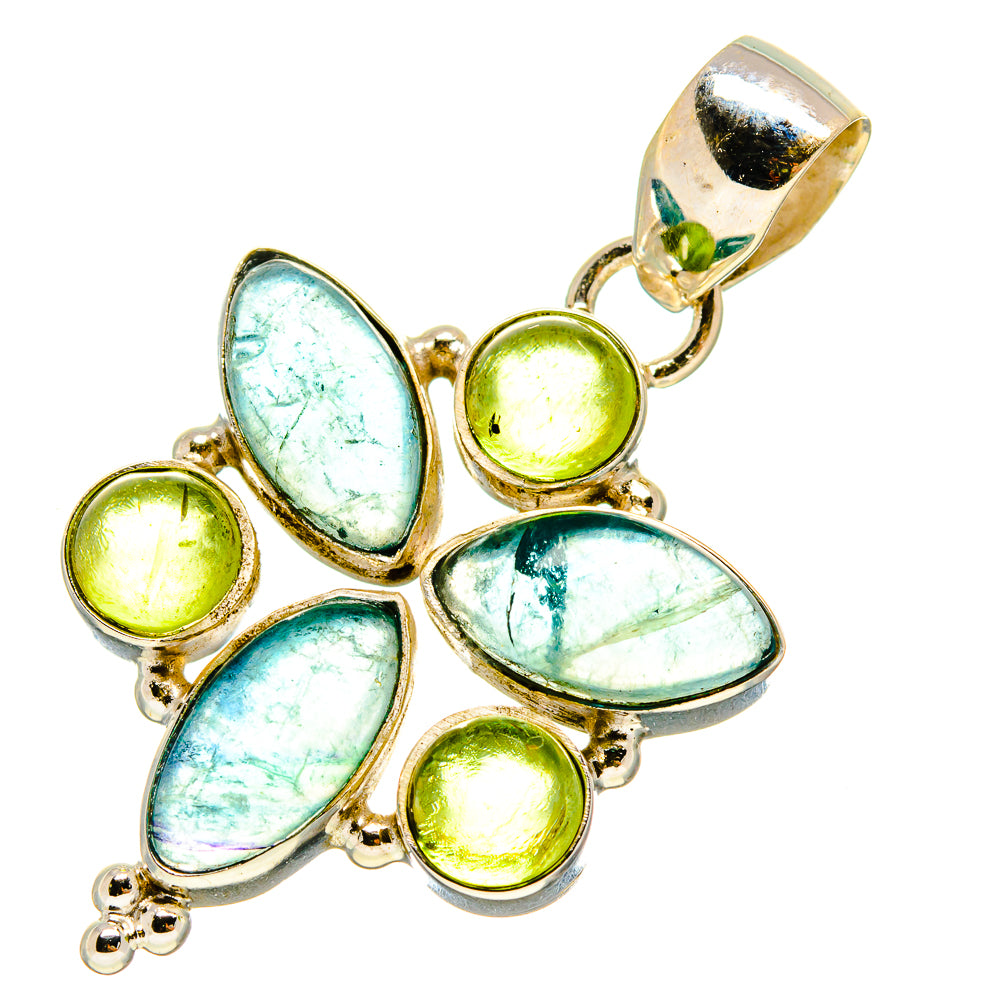 Blue Fluorite, Peridot Pendants handcrafted by Ana Silver Co - PD757791