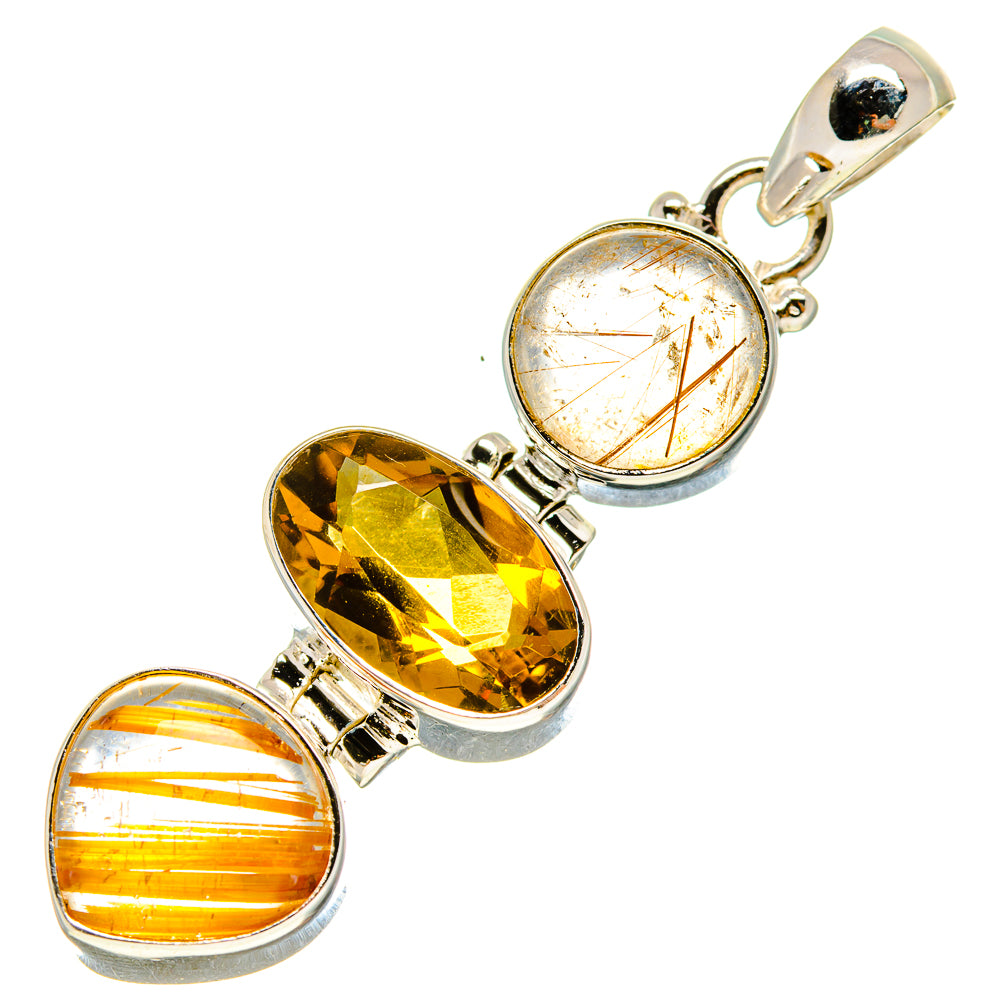 Rutilated Quartz, Mandarin Citrine Pendants handcrafted by Ana Silver Co - PD757812
