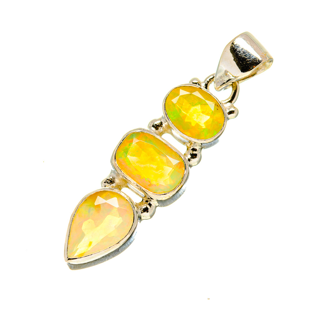 Opal pendant in sterling silver with three faceted yellow-orange stones