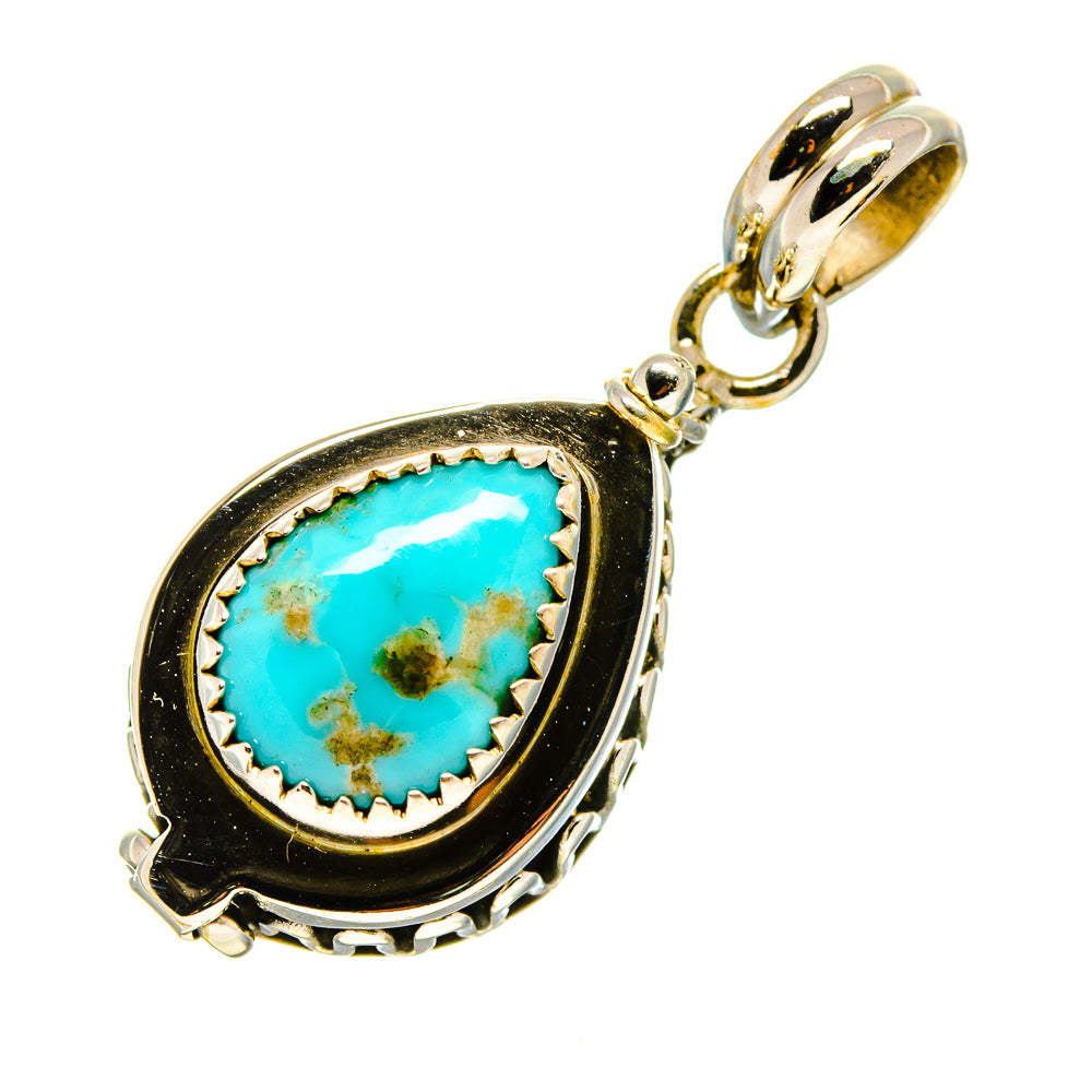 Larimar pendant in 925 sterling silver with teardrop blue stone and bail loop