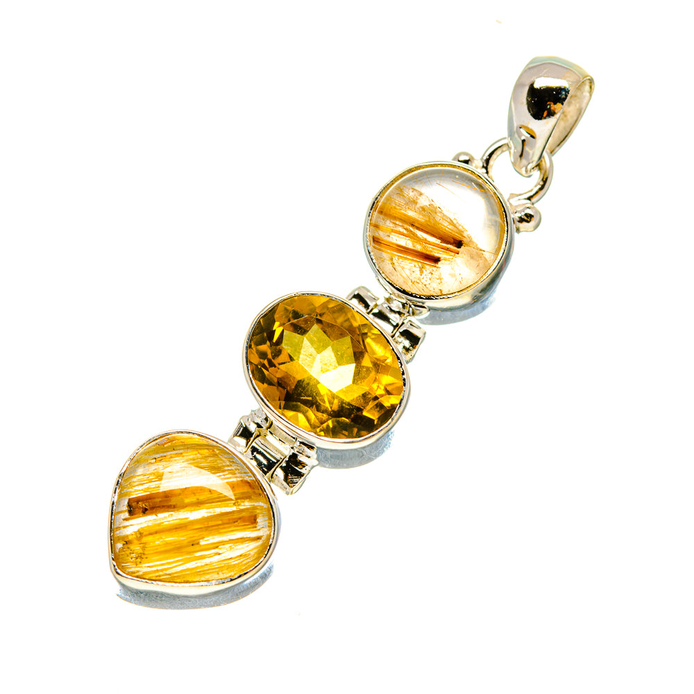 Rutilated Quartz Pendants handcrafted by Ana Silver Co - PD758493