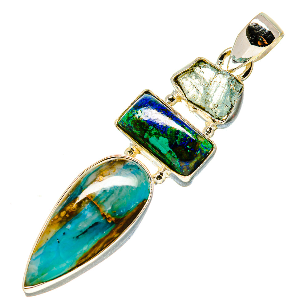 Peruvian Opal, Shattuckite, Aquamarine Pendants handcrafted by Ana Silver Co - PD758730
