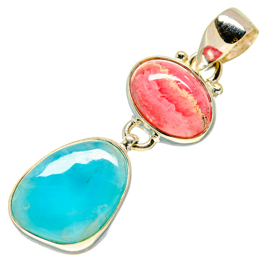 Larimar, Rhodochrosite Pendants handcrafted by Ana Silver Co - PD758752