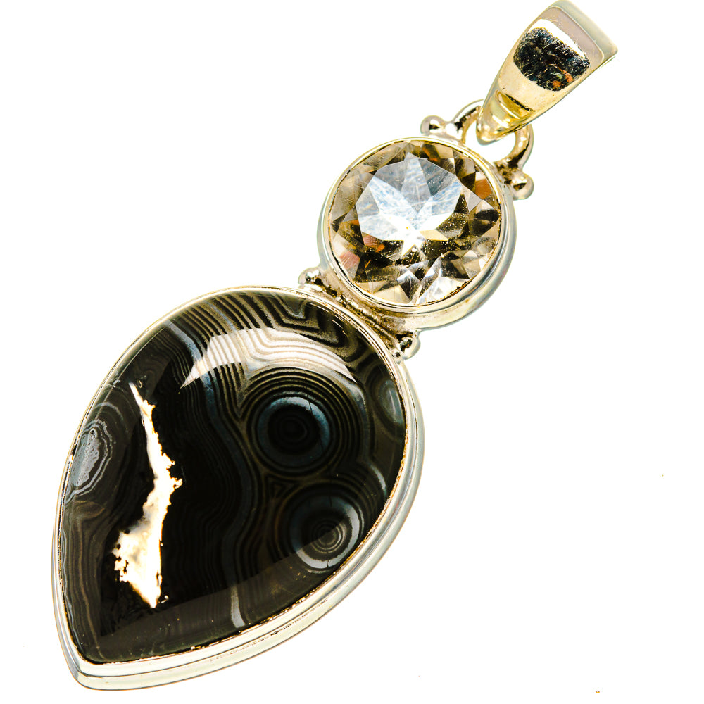 Psilomelane, White Quartz Pendants handcrafted by Ana Silver Co - PD758796