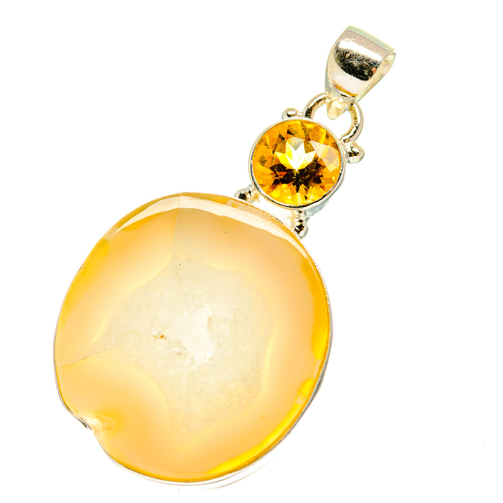 White Geode Slice Pendants handcrafted by Ana Silver Co - PD759992