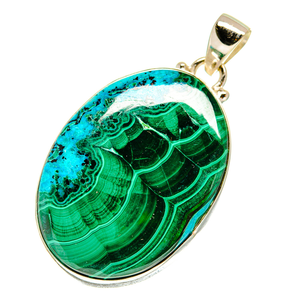 Malachite In Chrysocolla Pendants handcrafted by Ana Silver Co - PD760385