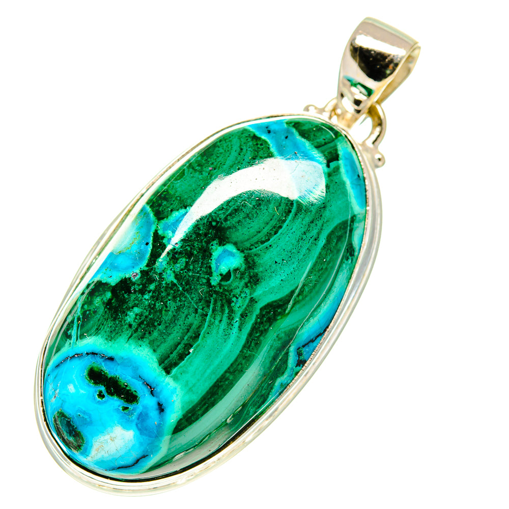 Malachite In Chrysocolla Pendants handcrafted by Ana Silver Co - PD760629