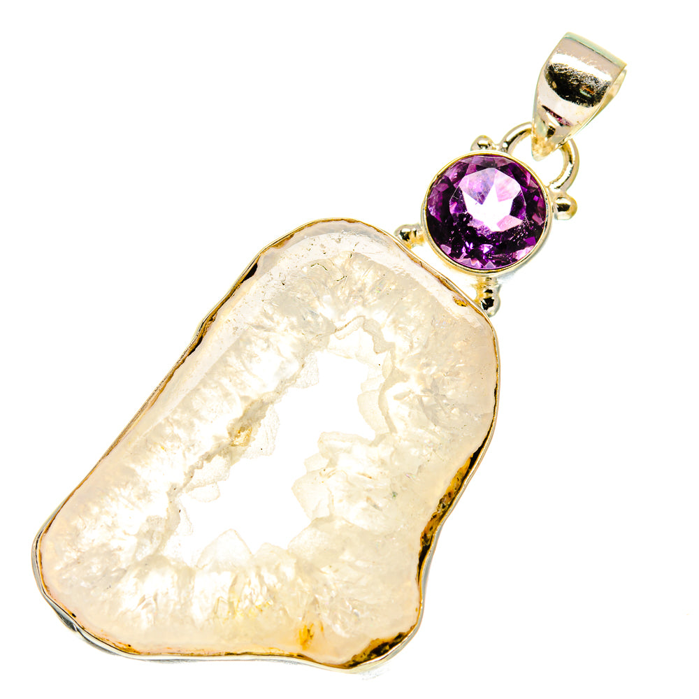 White Geode Slice Pendants handcrafted by Ana Silver Co - PD760663
