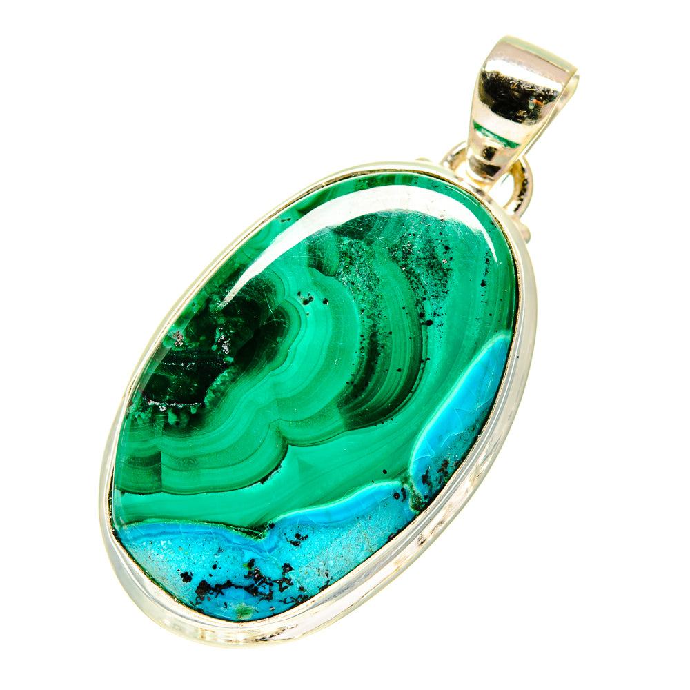 Malachite In Chrysocolla Pendants handcrafted by Ana Silver Co - PD760722