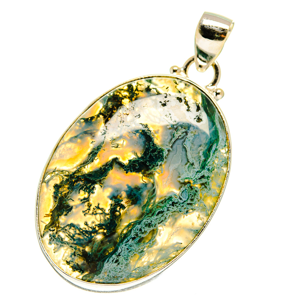 Green Moss Agate Pendants handcrafted by Ana Silver Co - PD760850