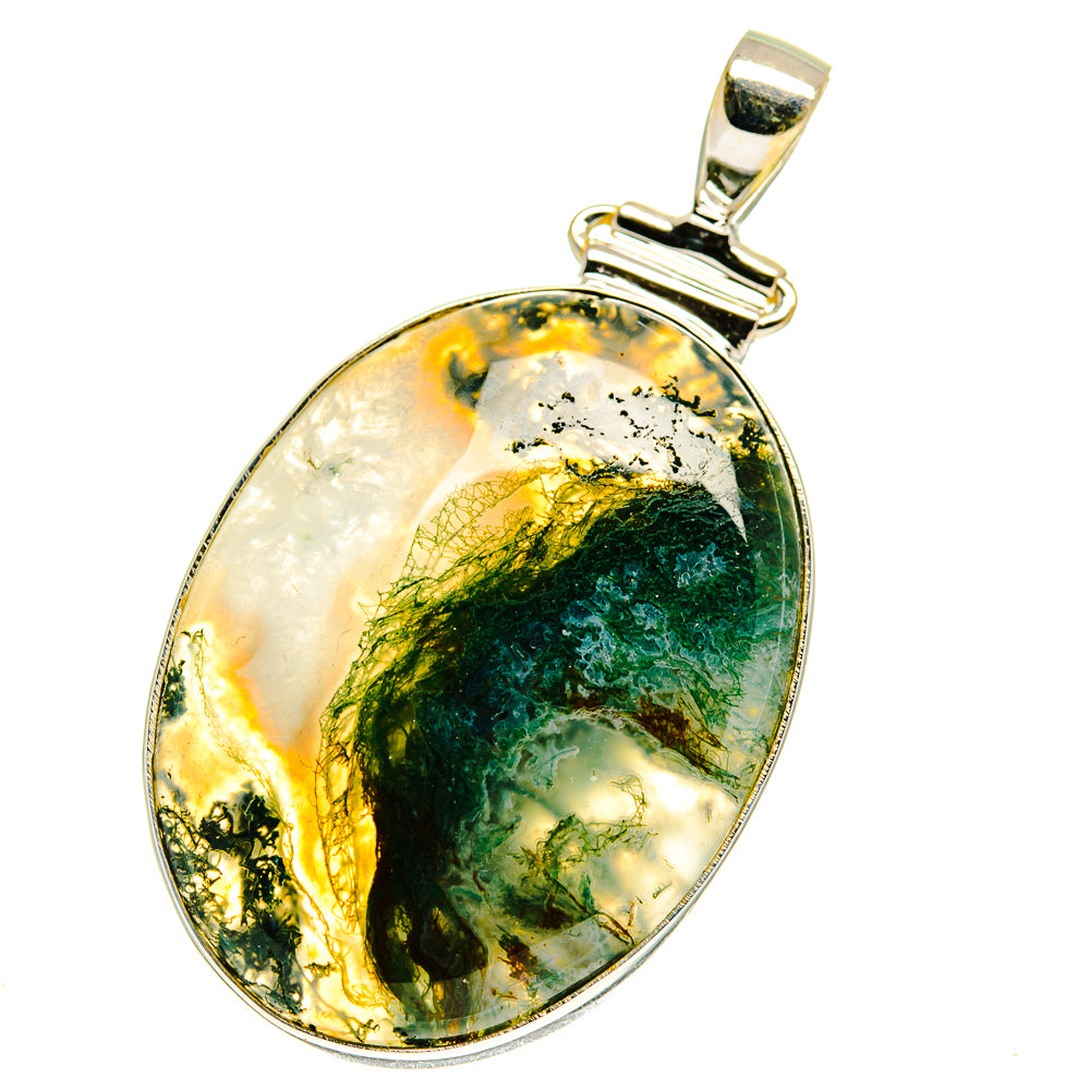 Green Moss Agate Pendants handcrafted by Ana Silver Co - PD760852