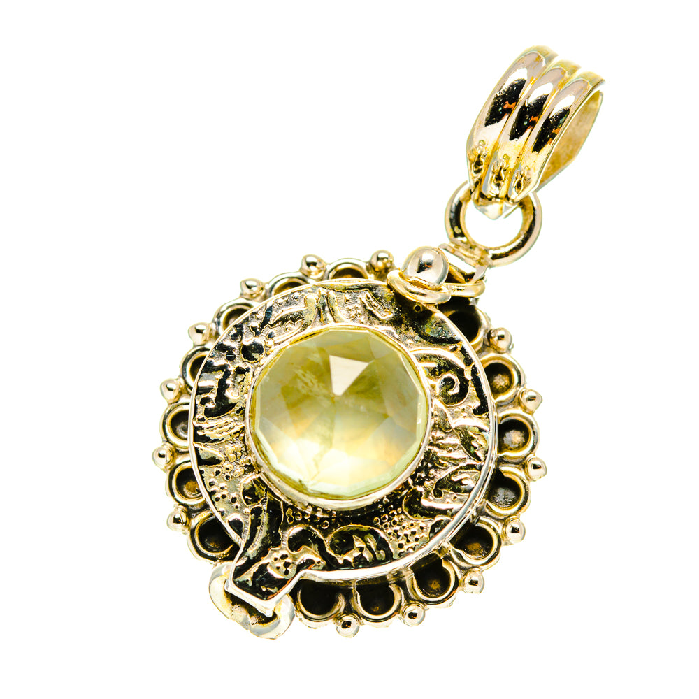 925 sterling silver prehnite pendant with oval green gemstone and ornate halo setting