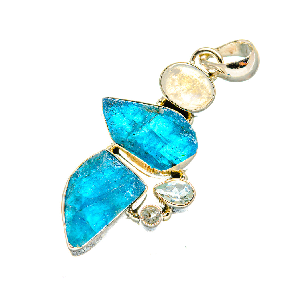 Apatite, Rainbow Moonstone, Blue Topaz Pendants handcrafted by Ana Silver Co - PD8114