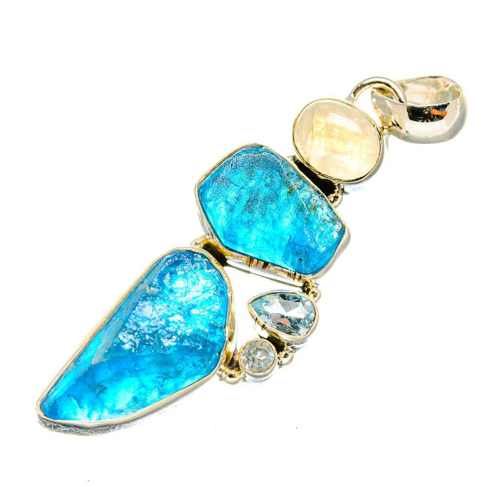 Apatite, Rainbow Moonstone, Blue Topaz Pendants handcrafted by Ana Silver Co - PD8115