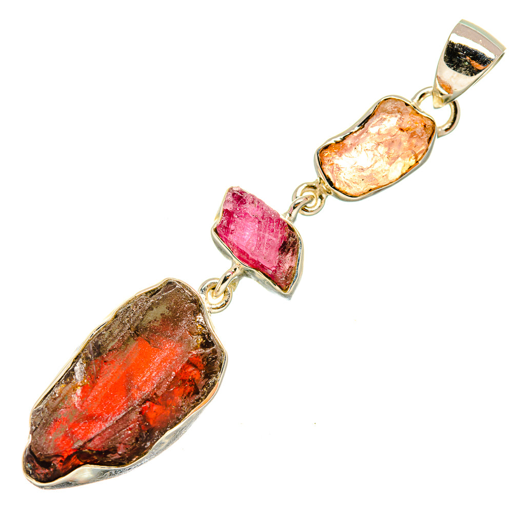 Garnet, Rose Quartz, Garnet Pendants handcrafted by Ana Silver Co - PD8152