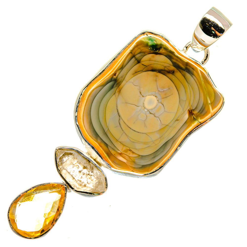 Willow Creek Jasper, Citrine, Herkimer Diamond Pendants handcrafted by Ana Silver Co - PD8170