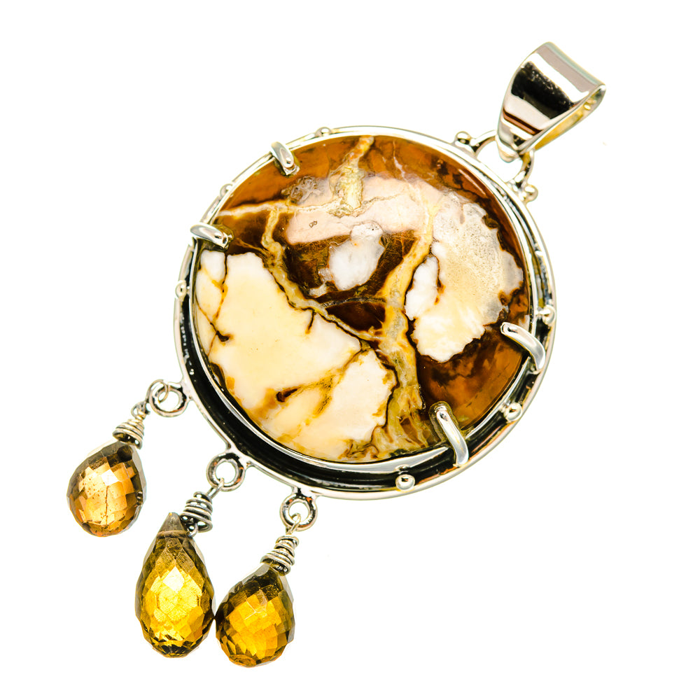 Peanut Wood Jasper, Smoky Quartz Pendants handcrafted by Ana Silver Co - PD8209