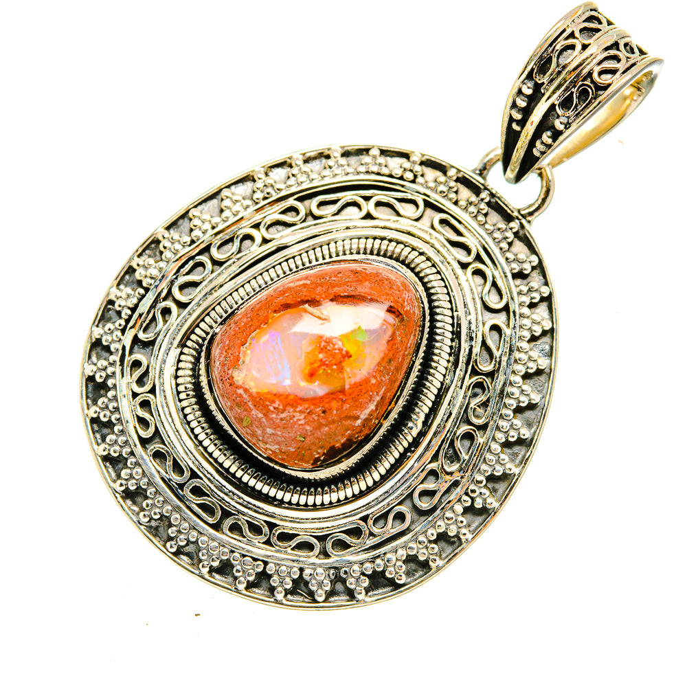 Mexican Fire Opal Pendants handcrafted by Ana Silver Co - PD8292