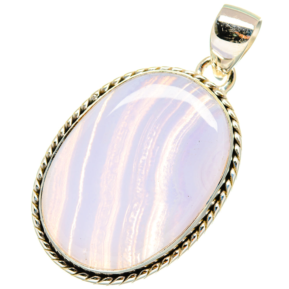 Blue Lace Agate Pendants handcrafted by Ana Silver Co - PD8380