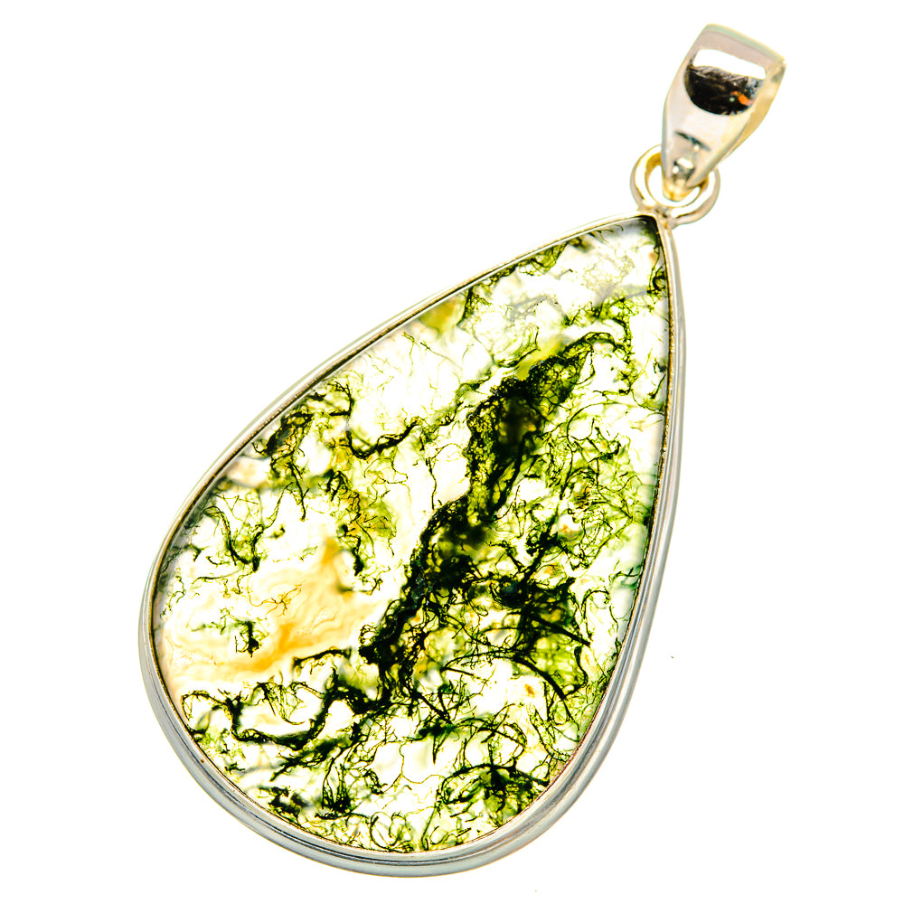 Green Moss Agate Pendants handcrafted by Ana Silver Co - PD8798