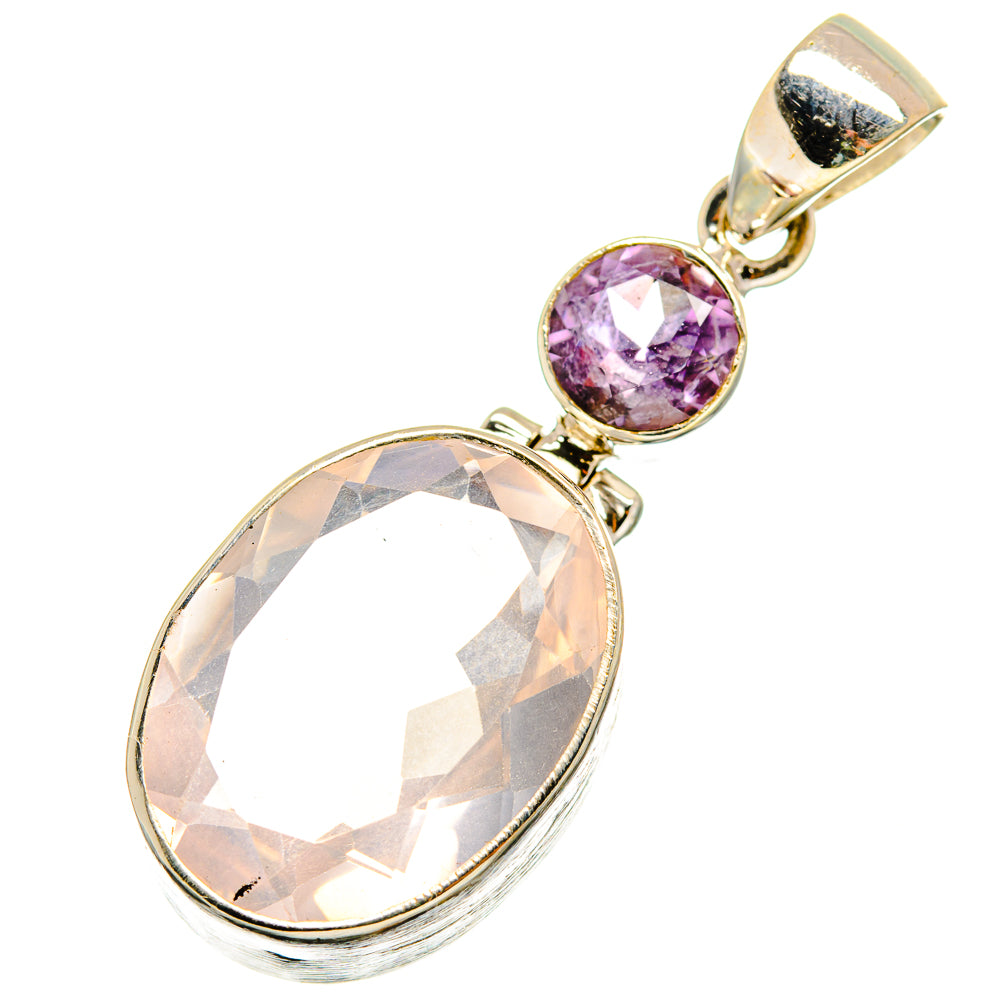 Rose Quartz, Amethyst Pendants handcrafted by Ana Silver Co - PD8868