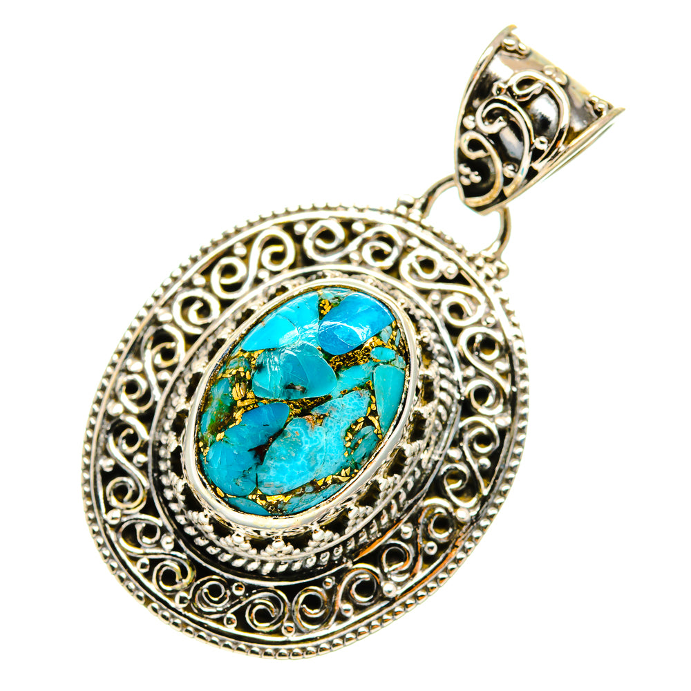 Blue Copper Composite Turquoise Pendants handcrafted by Ana Silver Co - PD9081