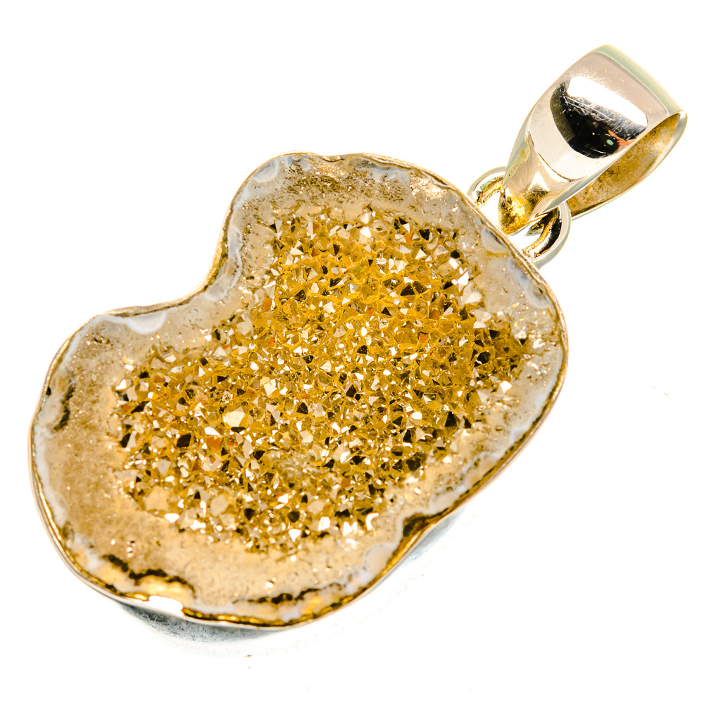 Pyrite Geode Slice Pendants handcrafted by Ana Silver Co - PD9591