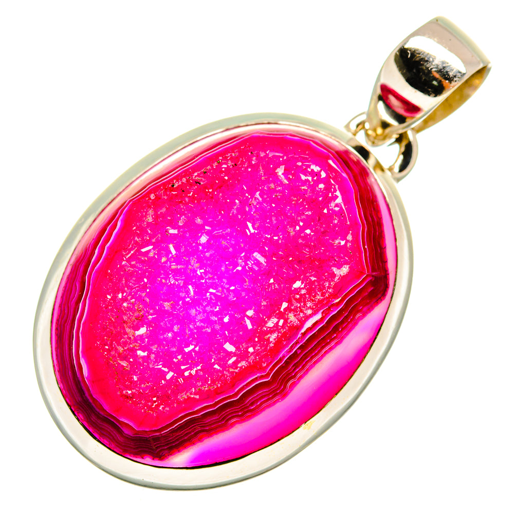 Pink Agate Druzy Pendants handcrafted by Ana Silver Co - PD9620