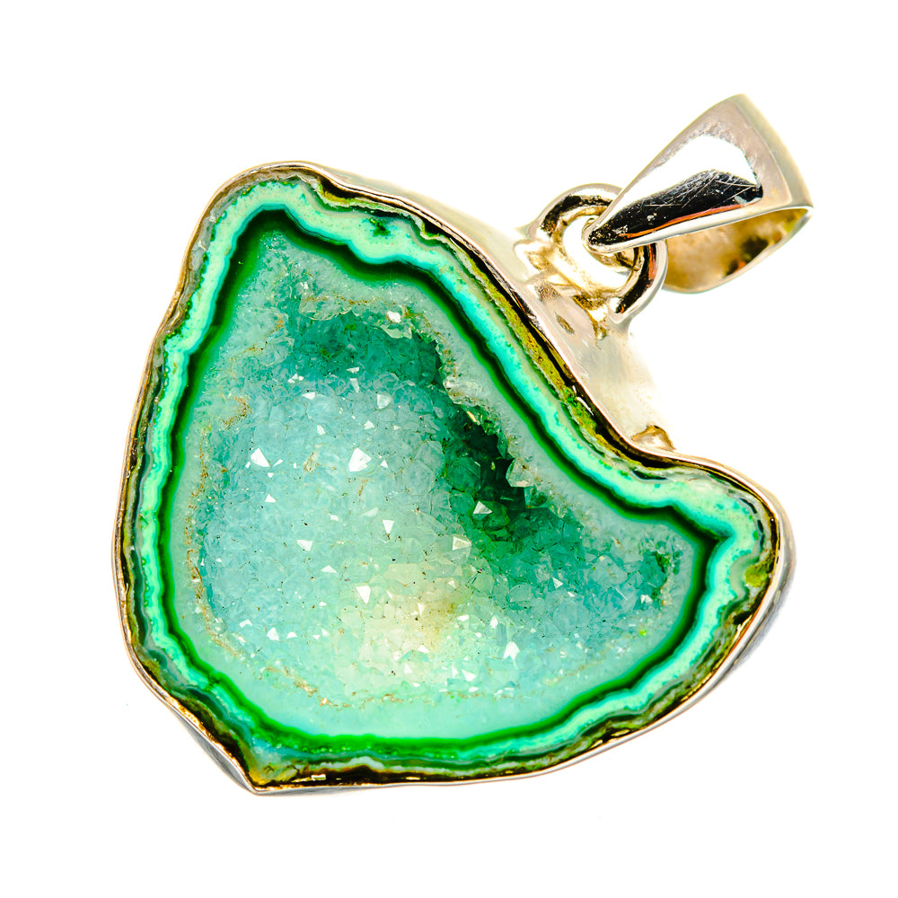 Green Geode Slice Pendants handcrafted by Ana Silver Co - PD9632