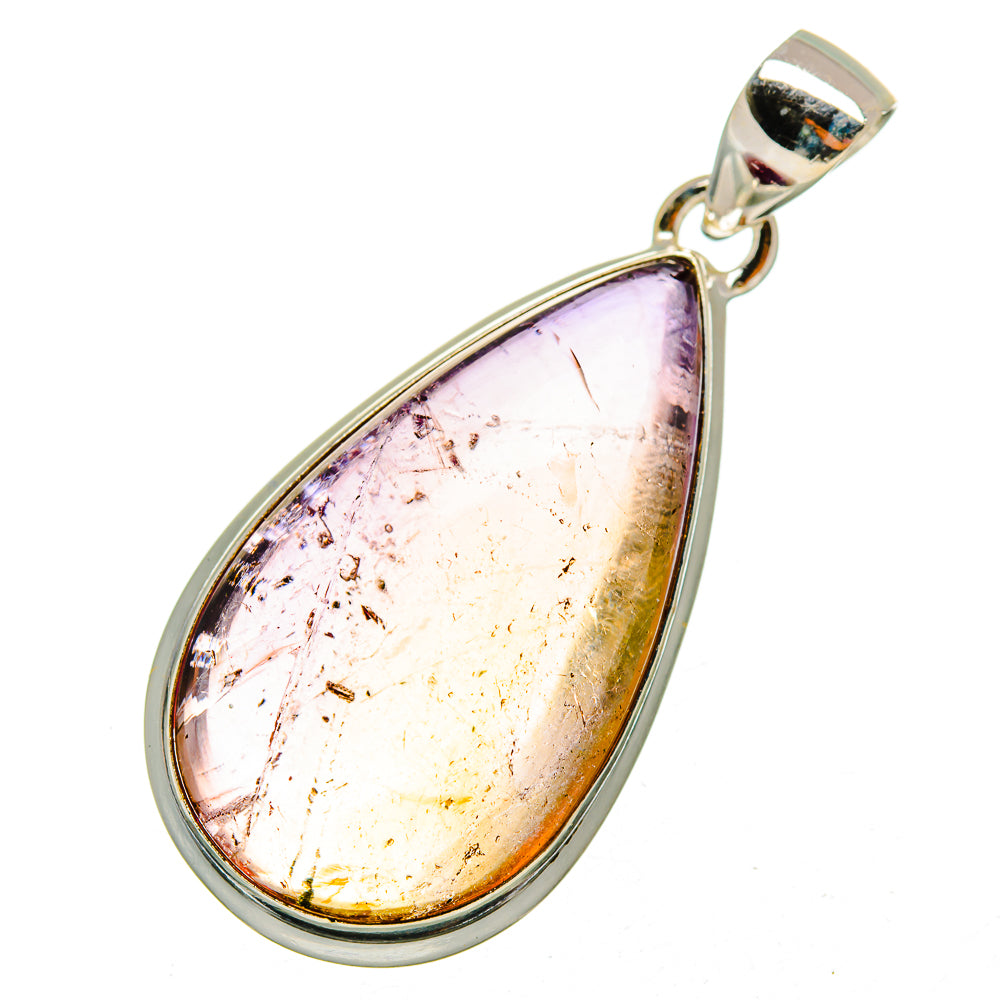 Teardrop ametrine pendant in 925 silver with open bezel and hanging bail