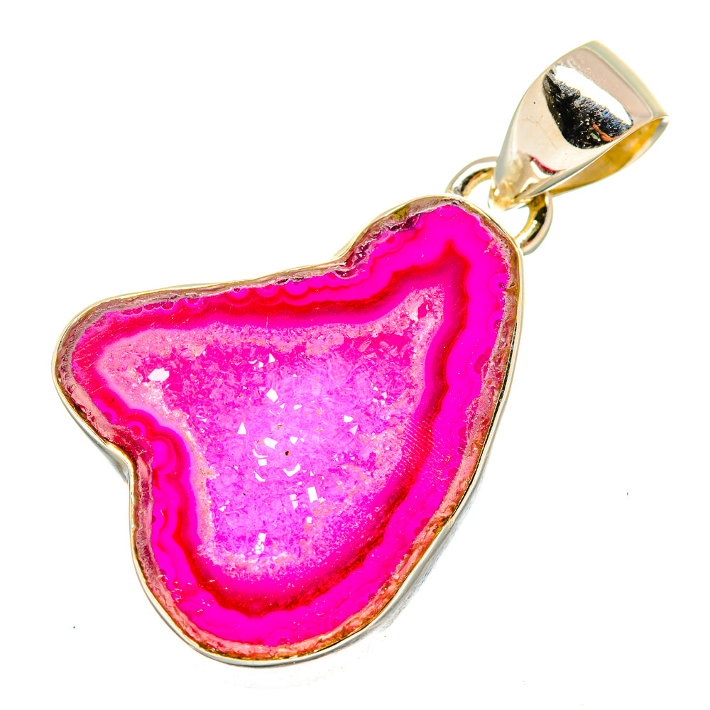 Pink Geode Slice Pendants handcrafted by Ana Silver Co - PD9678