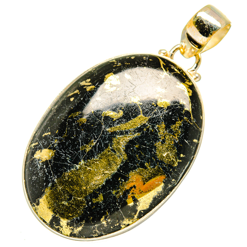 Pyrite In Black Onyx Pendants handcrafted by Ana Silver Co - PD9753