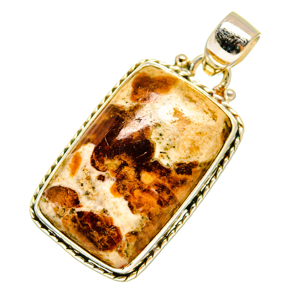 Muscovite stone pendant, rectangular silver frame with loop bail