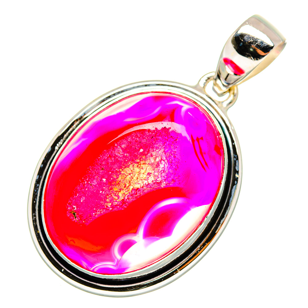 Pink Agate Druzy Pendants handcrafted by Ana Silver Co - PD9964