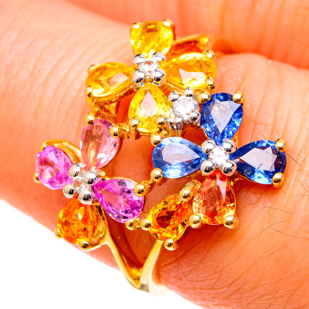 Multi-Colored Sapphire Rings handcrafted by Ana Silver Co - RING100568