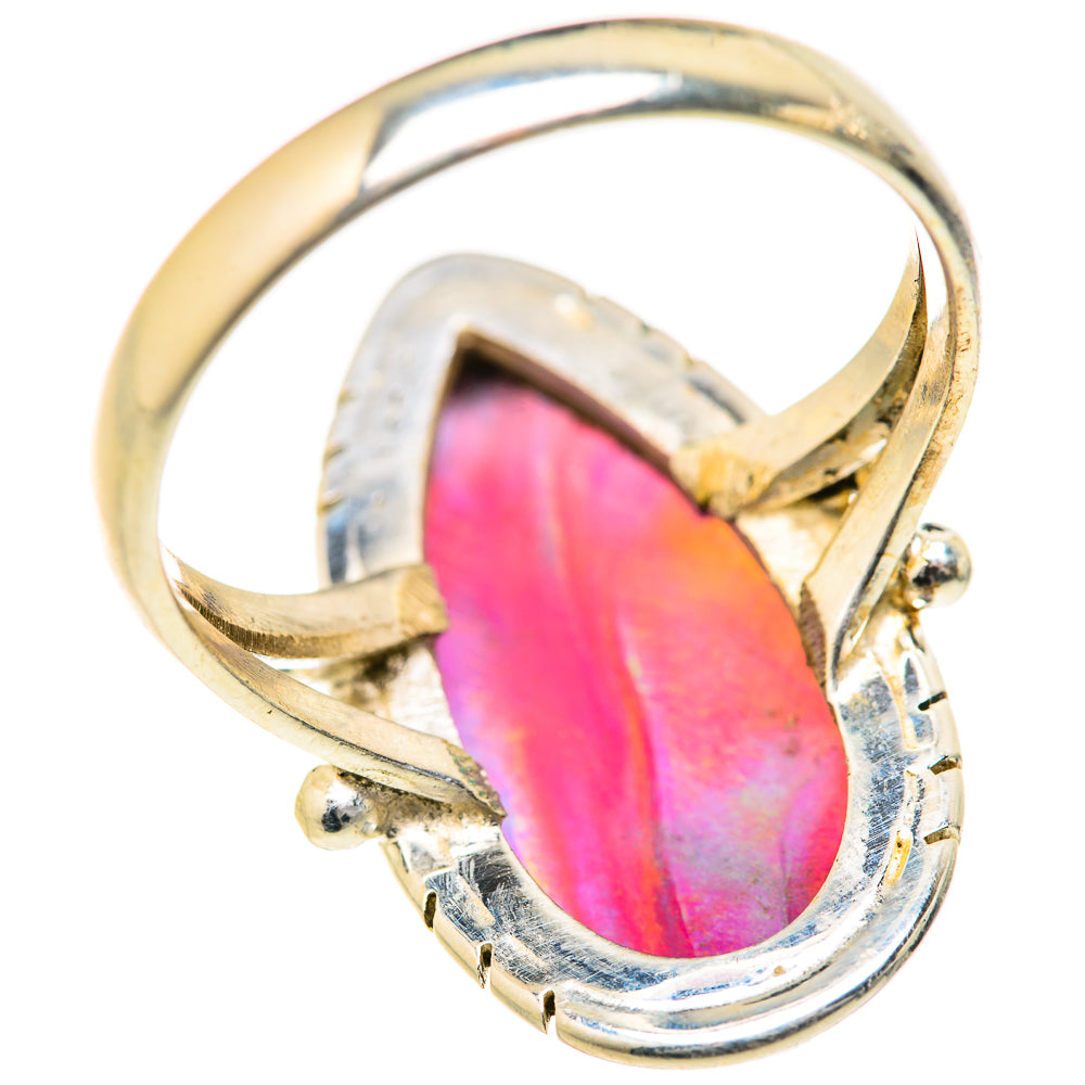 Opal ring with pear-shaped pink opal in 925 sterling silver bezel setting