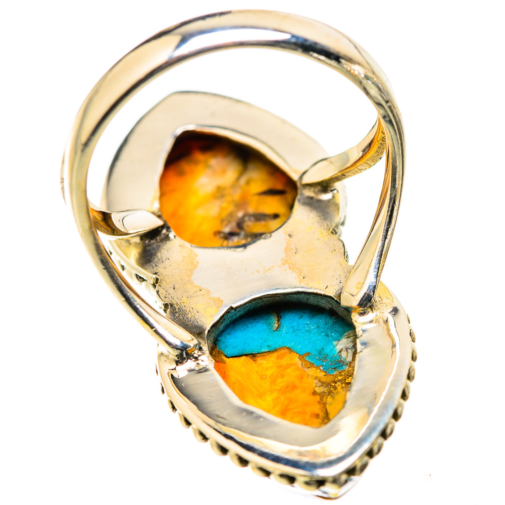 Blue Orange Copper Composite Turquoise Rings handcrafted by Ana Silver Co - RING129508 - Photo 3