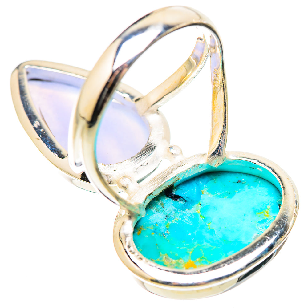 925 sterling silver openwork ring with lavender and turquoise teardrop gemstones
